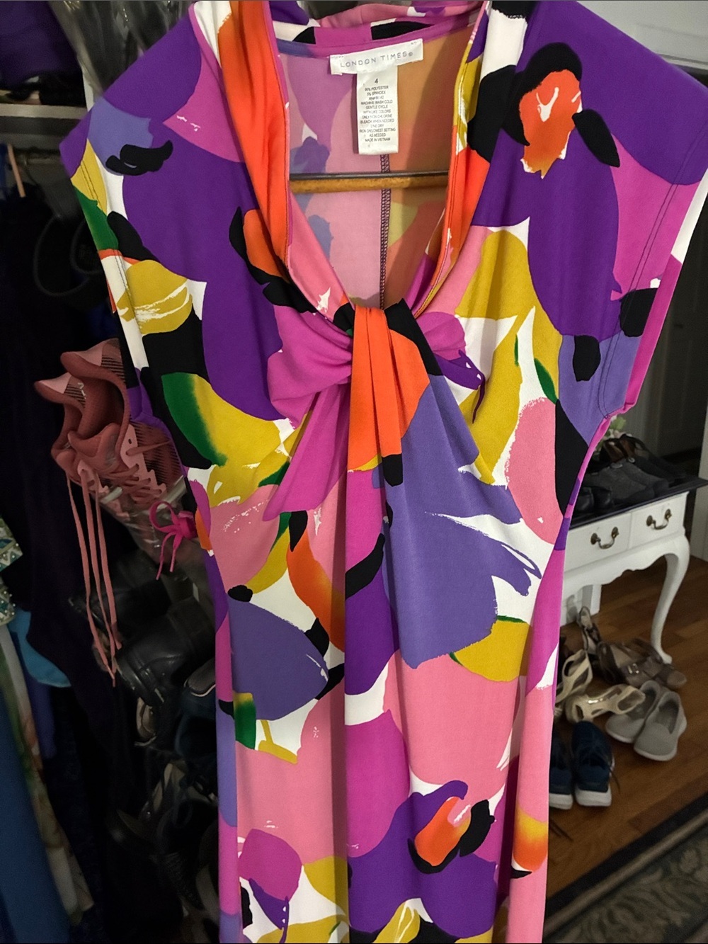 London Times Multicolor Floral Tie-Front  Dress